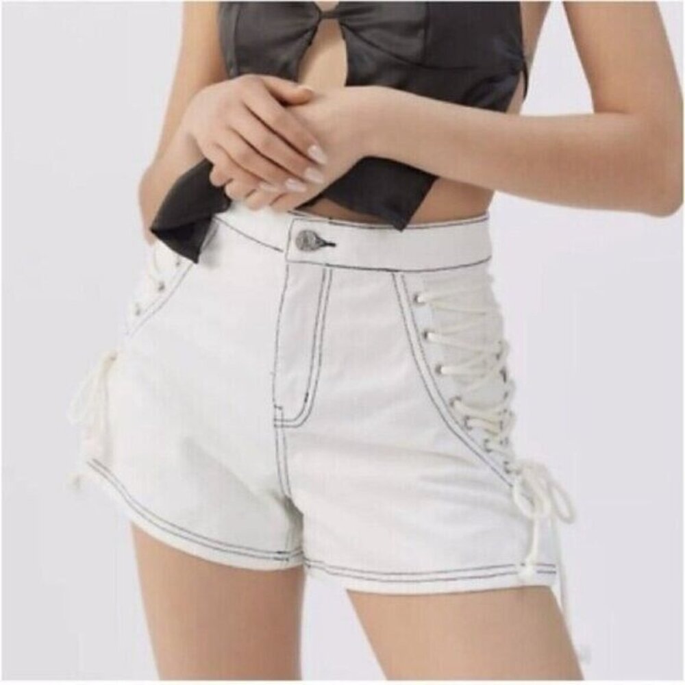 Urban Outfitters BDG Lace-Up A-Line Denim Short Size 26 NWT